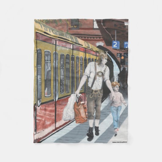 German Elf Family Shopping Fantasy Art Blanket Fleecedecke (Vorderseite)