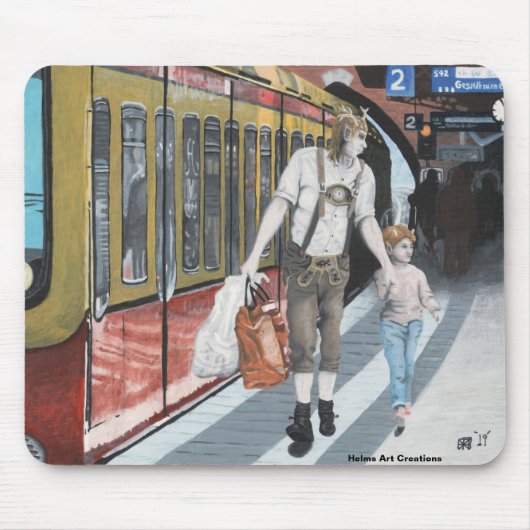 German Elf Family Shopping Fantasy Art Mousepad (Vorne)