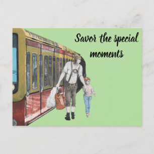 German Elf Family Shopping Fantasy Art Postcard Postkarte