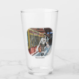 German Elves Family Shopping Fantasy Art Glass Cup Glas