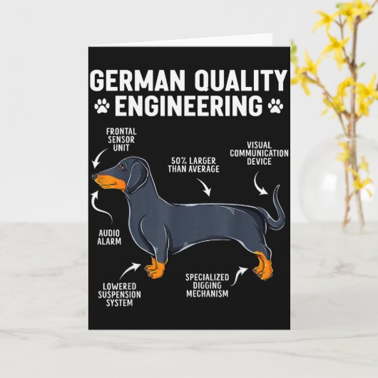 German Engineering Dachshund Lover Funny Doxie Dog Karte (Gelbe Blume)
