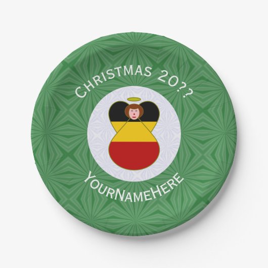 German Flag Christmas Angel personalisieren Pappteller (Vorderseite)