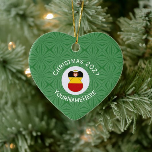 German Flag Christmas Angel Personalized Heart Keramik Ornament (Baum)