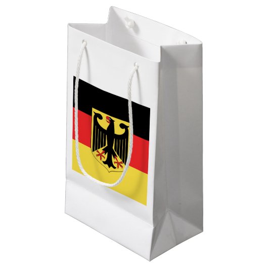 German Flag Emblem Kleine Geschenktüte (Vorderseite Schrägansicht)