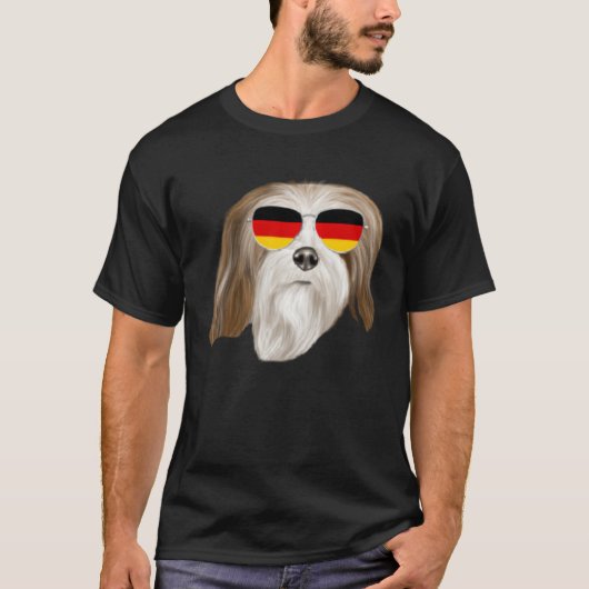 German Flag Lhasa Apsos Dog Germany Pocket T-Shirt (Vorderseite)