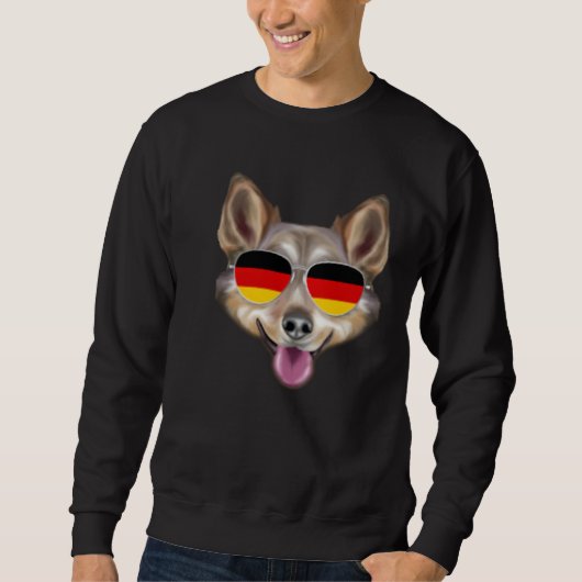 German Flag Swedish Vallhund Dog Germany Pocket Sweatshirt (Vorderseite)