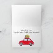 German Get well Red Retro Fiat 500 Karte (Innenseite)