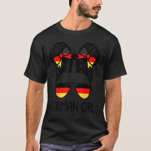 German Girl Messy Bun Deutschland Pride Patriotic  T-Shirt