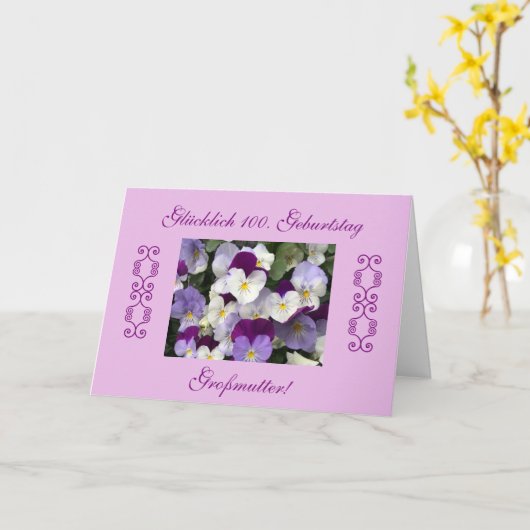 German: grandma's 100th birthday karte (Gelbe Blume)