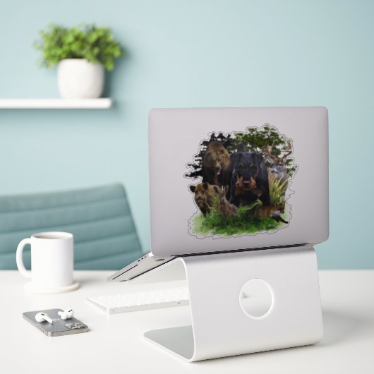 German Hunting Terrier (Jagdterre) Aufkleber (Laptop auf Schreibtisch)