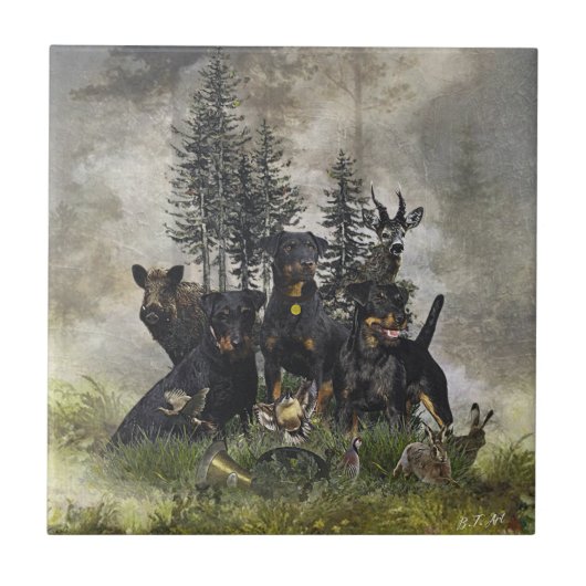 German Hunting Terrier (Jagdterre) Fliese (Vorderseite)
