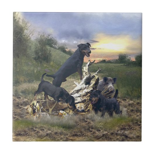 German Hunting Terrier (Jagdterre) Fliese (Vorderseite)