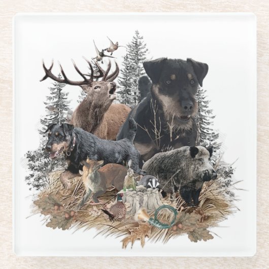 German Hunting Terrier (Jagdterre) Glasuntersetzer (Vorderseite)
