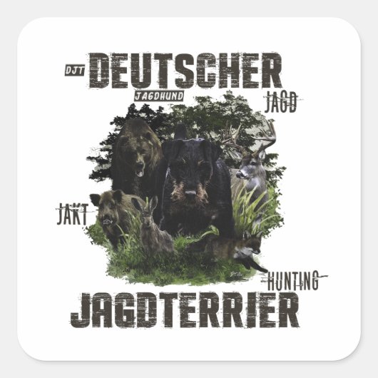 German Hunting Terrier (Jagdterre) Quadratischer Aufkleber (Vorderseite)