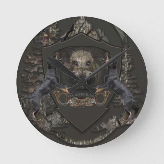 German Hunting Terrier (Jagdterrier) Runde Wanduhr (Vorderseite)