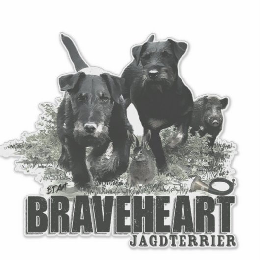 German Hunting Terrier, The Jagdterrier, Art Aufkleber (Vorderseite)