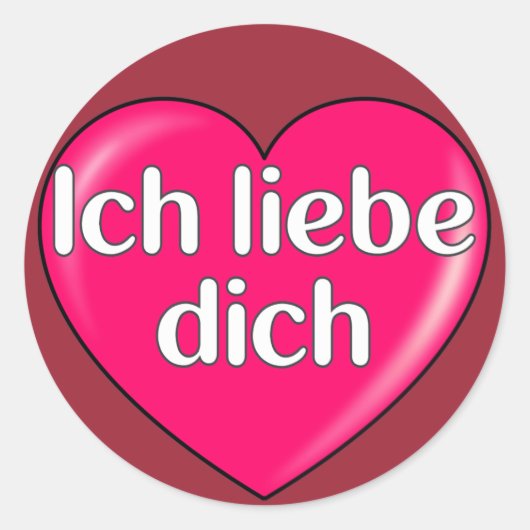 German - I love you Runder Aufkleber (Vorderseite)