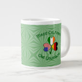 German Irish American Flags Kleeblatt Personalisie Jumbo-Tasse (Vorderseite Rechts)
