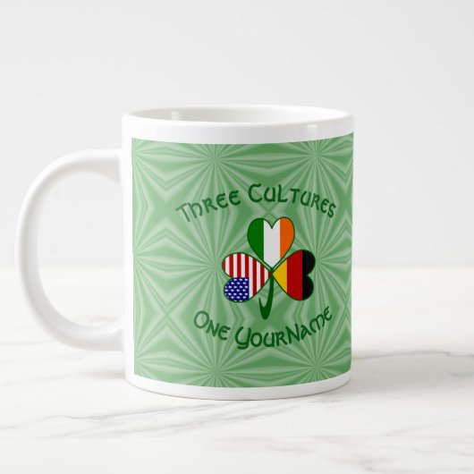 German Irish American Flags Kleeblatt Personalisie Jumbo-Tasse (Links)