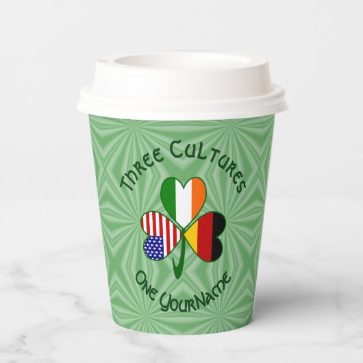 German Irish American Shamrock Personalized Text Pappbecher (Rückseite)