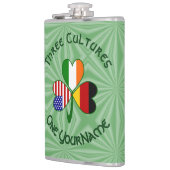 German Irish USA Flags Kleeblatt Personalisiert Flachmann (Links)