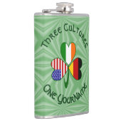 German Irish USA Flags Kleeblatt Personalisiert Flachmann (Rechts)