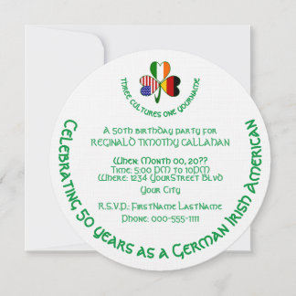 German Irish USA Flags Kleeblatt Personalisiert Ro Einladung