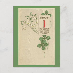 German Jugendstil Happy New Year Feiertagspostkarte