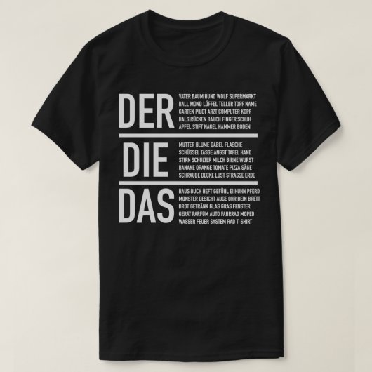 German Language Cheatsheet 2 T-Shirt (Design vorne)