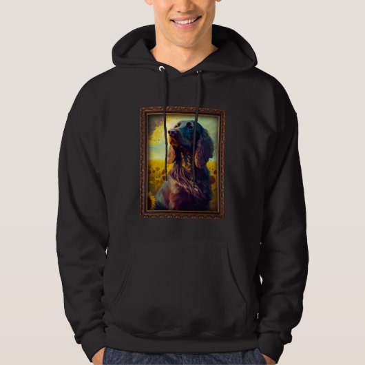 German Longhaired Pointer Painting Sunflower Flowe Hoodie (Vorderseite)