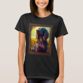 German Longhaired Pointer Painting Sunflower Flowe T-Shirt (Vorderseite)