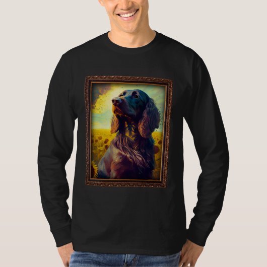 German Longhaired Pointer Painting Sunflower Flowe T-Shirt (Vorderseite)