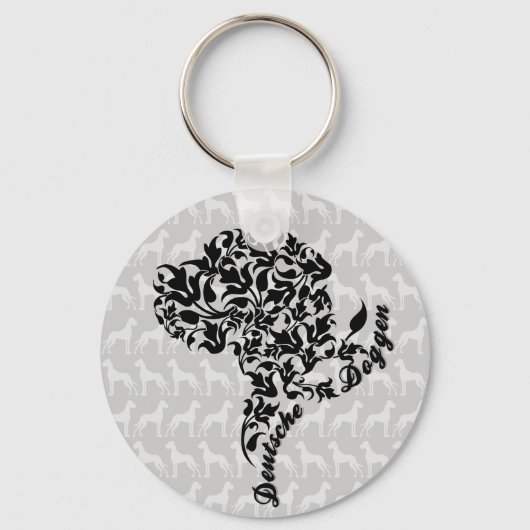 German Mastiff Portrait aus Blättern Schlüsselanhänger (Vorderseite)