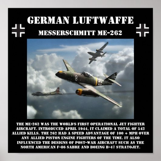 German Messerschmitt ME-262 Jet - Zweiter Weltkrie Poster (Vorne)