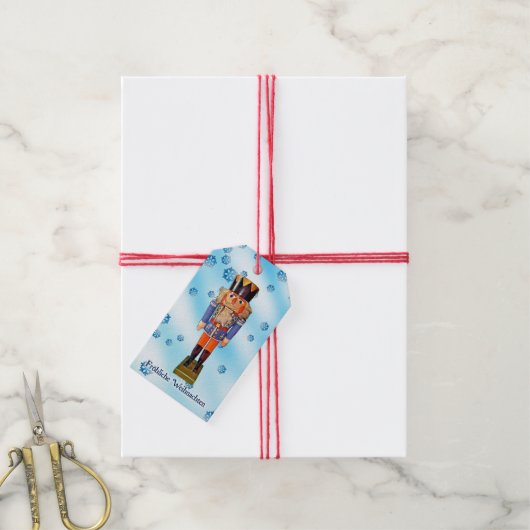 German Nutcracker - Fröhliche Weihnachten Geschenkanhänger (Mit Garn)