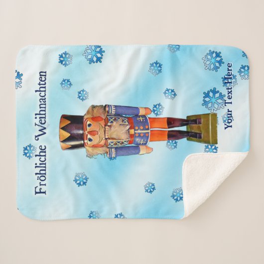 German Nutcracker - Fröhliche Weihnachten Sherpadecke (Vorderseite (Horizontal))