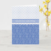German Periwinkle, Faux Lace, Polka Dots Birthday Karte (Gelbe Blume)