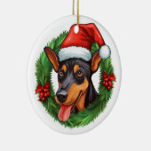 German Pinscher Christmas Wreath Keramik Ornament (Rechts)