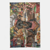 German Pinscher Holiday Baking: Feierliche Weihnac Geschirrtuch (Vertikal)