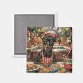 German Pinscher Holiday Baking: Feierliche Weihnac Magnet (Vorderseite/Rückseite)