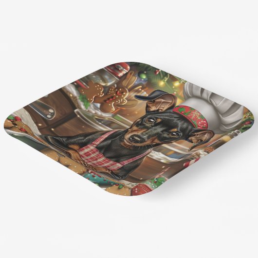 German Pinscher Holiday Baking: Feierliche Weihnac Pappteller (Gewinkelt)