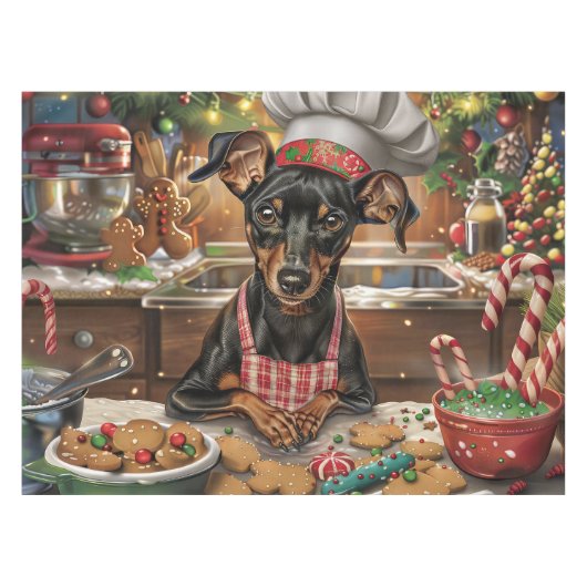 German Pinscher Holiday Baking: Feierliche Weihnac Tischdecke (Vorderseite (Horizontal))