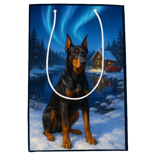 German Pinscher Holiday Card Mittlere Geschenktüte (Vorderseite)