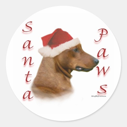 German Pinscher Santa Paws Runder Aufkleber (Vorderseite)