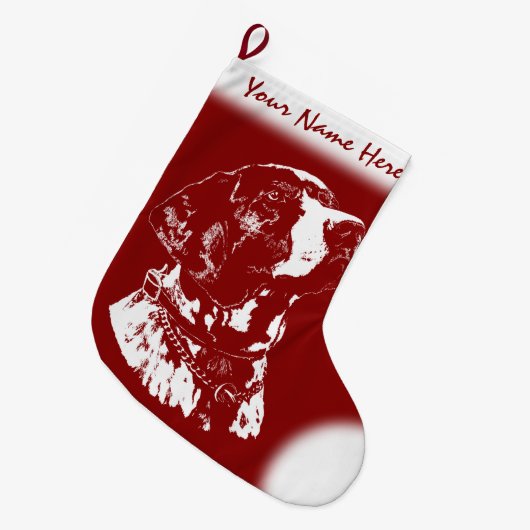 German Pointer Christmas Stocking Dog Stockings Großer Weihnachtsstrumpf (Vorderansicht (hängend))