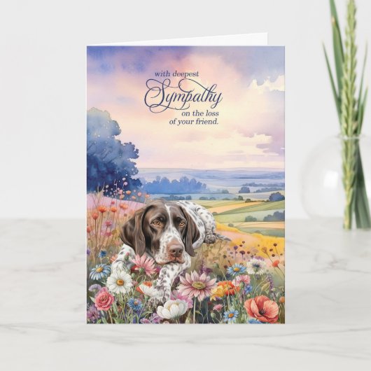 German Pointer Field of Wildflowers Pet Sympathy Karte (Vorderseite)