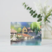 German River Village Postkarte (Stehend Vorderseite)