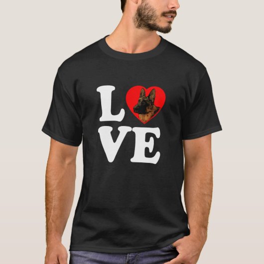 German Sheherd Fog GSD Love Heart T-Shirt (Vorderseite)