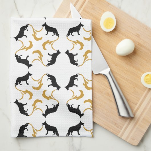 German Shehherd Geschirrtuch (Viertel Falte)