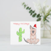 German Shepard Dog Cactus Christmas Feiertagskarte (Stehend Vorderseite)